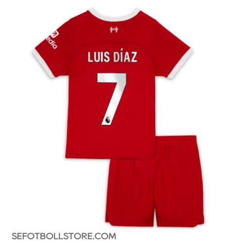 Liverpool Luis Diaz #7 Replika babykläder Hemmaställ Barn 2023-24 Kortärmad (+ korta byxor)
